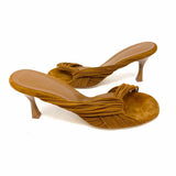 Christopher Esber Women's Light Brown Size 41/9.5 Kitten Heel Suede Sandals
