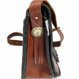 Brown Black Flap Western Leather Messenger Bag