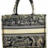 Christian Dior Medium Toile de Jouy Navy Green Embroidered Made in Italy Tote