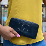 Chanel 2014-15 CC Studded Black Zippy CC Wallet