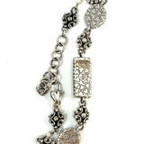 Brighton Mistique Aqua Blue Silver Tone Chain 8.5" Floral Bracelet