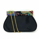 Inge Christopher Black Multi Color Beaded Trim Crossbody Clutch