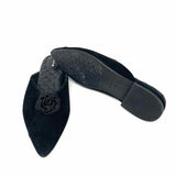 Birdies Women's Black Size 8 Flat Suede Flower Mules