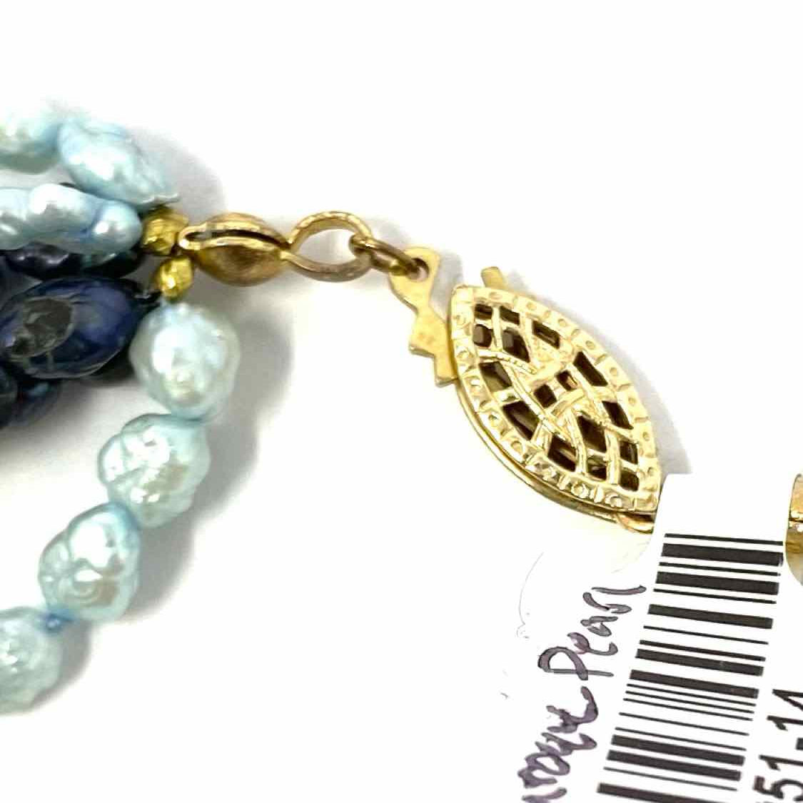 Blue Multi-strand 17 in Baroque Pearls Necklace