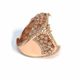 Estate Adjustable 14K GP Rose Gold Cushion Cut Cocktail Crystal White Gem Ring