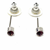 Swarovski White Pink Stud Crystal & Amethyst Earring Set