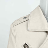 IRO Women's Cream Size 38/6 Asymmetrical Leather Moto Jacket