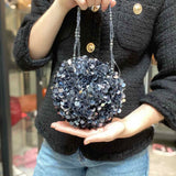 Sequined Silver Round Clutch