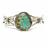 Navajo Sterling Silver Woven Dry Creek Turquoise Cuff