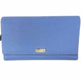 Kate Spade Blue Foldover Croc Embossed Wallet