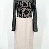 KAREN MILLEN Women's Black Beige Size 10 sheath Mesh Overlay Dress