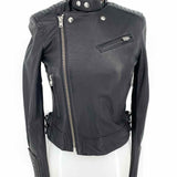 IRO Women's Black Size S Moto Leather Quilted Jacket