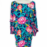 Trina Turk Blue Size S Short Sleeve Abstract Coverup