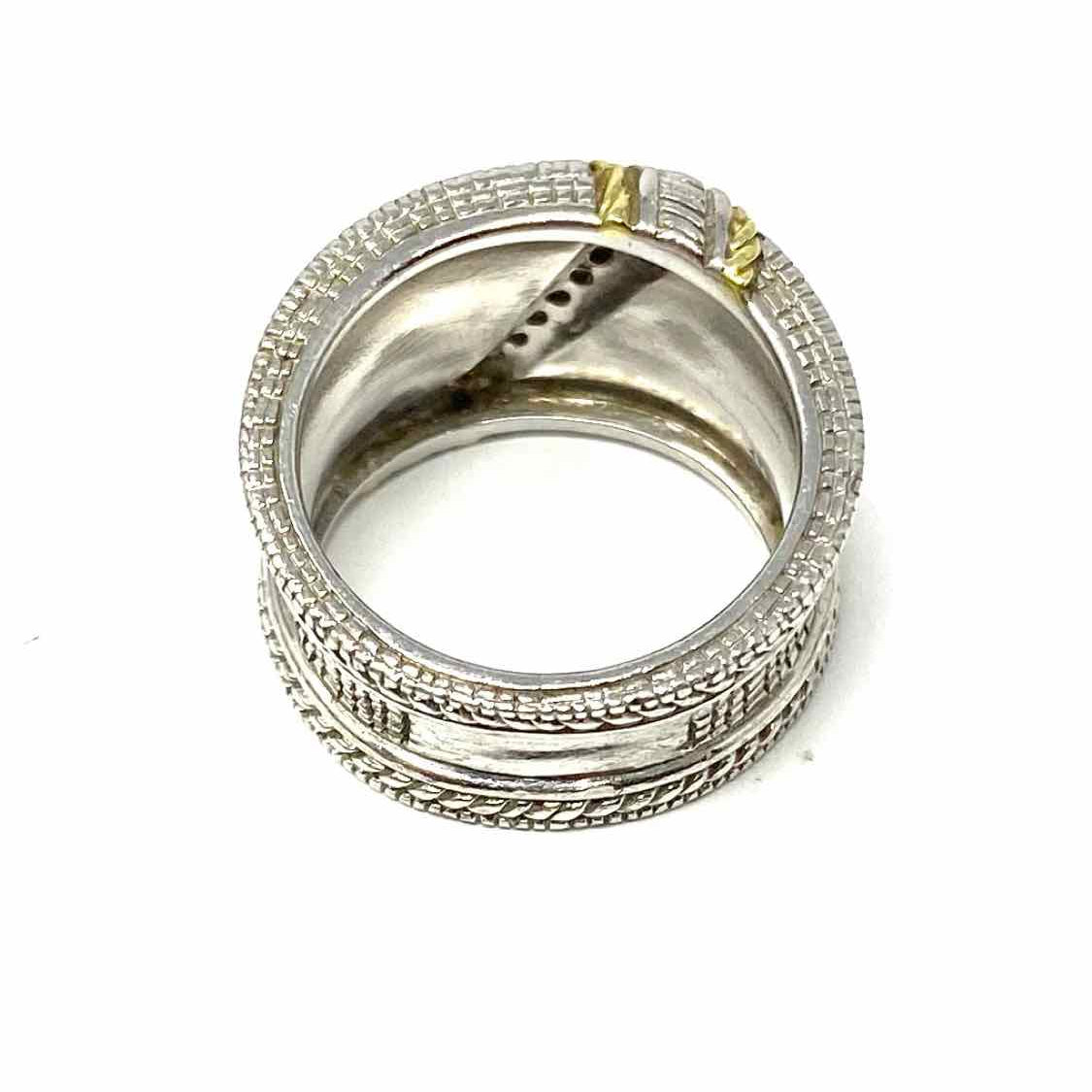 Judith Ripka size 6 925 & 18K Silver Band Woven Diamond Ring