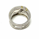 Judith Ripka size 6 925 & 18K Silver Band Woven Diamond Ring