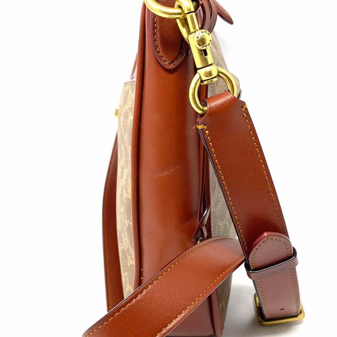 Coach Chaise Coated Canvas Red Beige Zip Signature Leather Crossbody