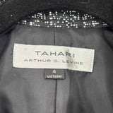 Tahari Women's Black White Size 4 Speckled Blazer