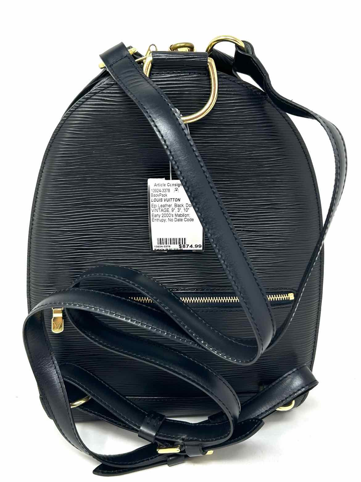 LOUIS VUITTON Early 2000's Mabillon Epi Leather Black Dome BackPack LOUIS VUITTON Early 2000's Mabillon Epi Leather Black Dome BackPack