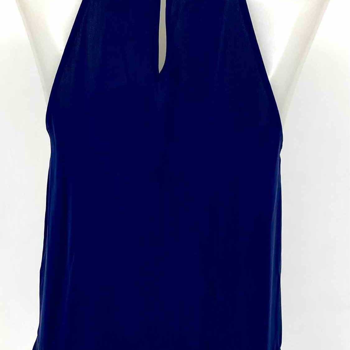 Diane Von Furstenberg Women's Navy Blue Size P Ruffled Sleeveless