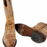 Justin Women's Light Brown Size 8.5 Cowboy Leather Embroidered Boots