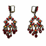 SORRELLI Bronze Tone Red Clip On Chandelier Crystal Earrings