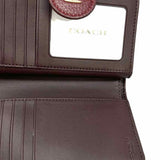 Coach Medium Corner Burgundy Compact Pebbled Leather Wallet