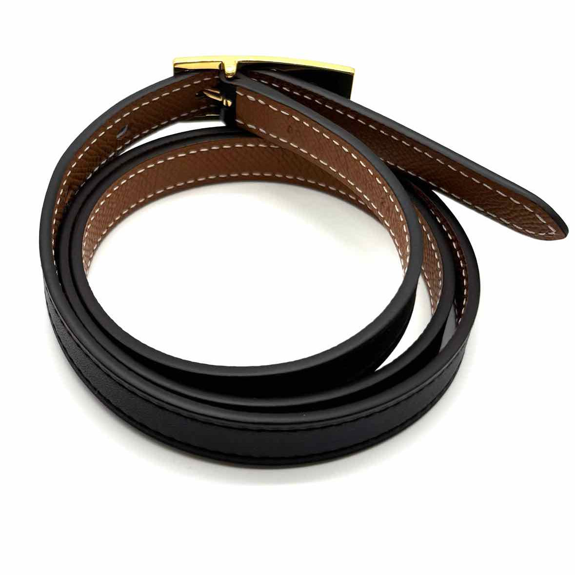 Hermes Lucky 15 Black Brown Reversible Lock Leather Belt