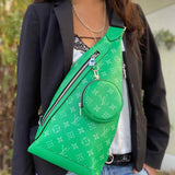 LOUIS VUITTON 2024 Duo Sling Bag Taigarama Cactus Green Made in France Crossbody