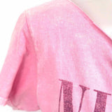 Women's Nirvana Pink Size M Off The Shoulder Distressed Graphics T-shirt