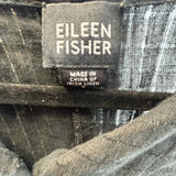 Eileen Fisher Women's Black Size S Button Down Linen Window Pane Long Sleeve