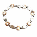 Estate 14K Two-tone Chain Flower Bracelet