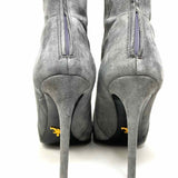 Prada Women's Gray Size 40/9 Knee High Suede Stiletto Luxury Made in Italy Boots