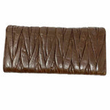 miu miu Brown Accordion Ruched Leather Wallet