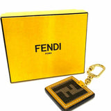 Fendi Brown Square 2" Zucca Leather Key Chain