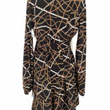 Michael by Michael Kors Women's Black Yellow Size M Long Sleeve Chain Dress
