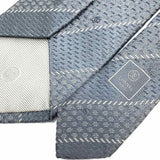 Chanel Silk Gray Logo Metallic Stripe Necktie