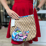 Vera Bradley Raffia Beige/Blue Square Whale Crossbody