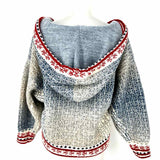 Pilcro Women's Blue White Size XS Hooded Abstract Sweater