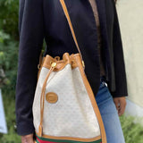 Gucci Coated Canvas Beige Drawstring Bucket Micro GG Shoulder Bag