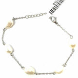 Ivory / Silver Tone Chain Baroque Pearls Bracelet
