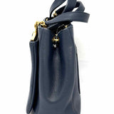 Chanel Navy Blue Quilted Grained Leather Made in Italy Tote