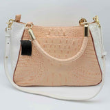 Brahmin Ruby Beige White Croc Embossed Leather Tote