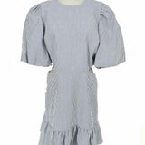 VERONICA BEARD Iker Women's Blue White Size 10 Cut Out Stripe Made in USA Dress