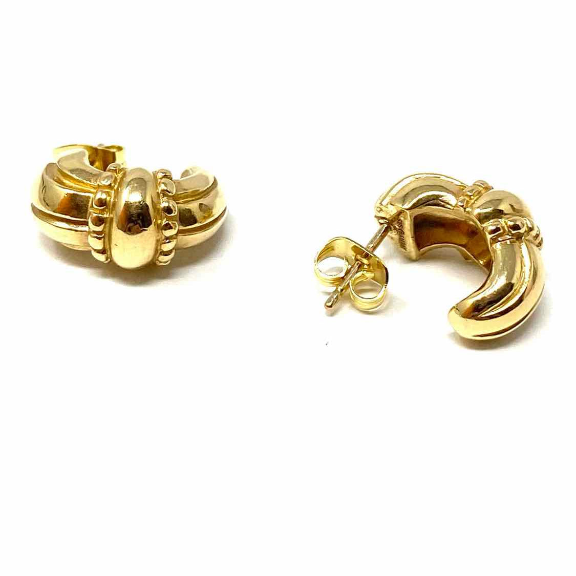 AVERY 14K 585 Yellow Gold Huggie Vintage 5/8" Earrings
