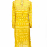 Ted Baker Safa Women's Yellow Size 0 Long Sleeve Sheer Geometric Dress