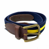The Belted Cow Co Waist Size 34 Canvas Navy / Yellow Stripe Belt