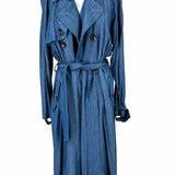 ELLE SASSON Women's Blue Size 6 Double Breasted Trenchcoat