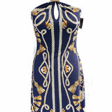 Cache Women's Navy Halter Chain Print Dress