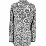 Cynthia Rowley Women's Gray White Size M Zip jacquard Cotton Blend Cardigan