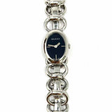 Gucci 118 Tornabuoni YA118501 Stainless Steel Silver Black Oval Watch